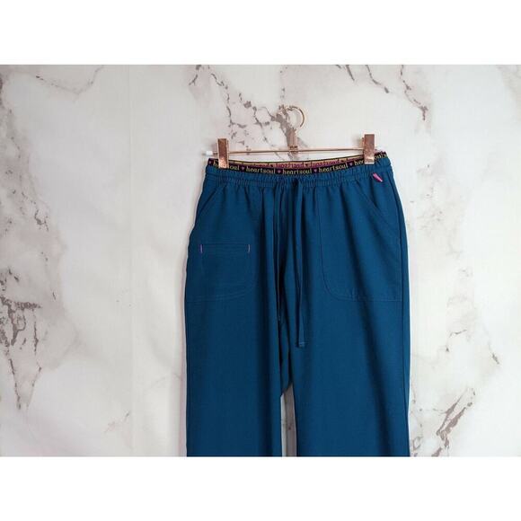 Heartsoul Scrub Pants Women XS Blue Reg Drawstring Break On Through Pink 20110 - Picture 9 of 11